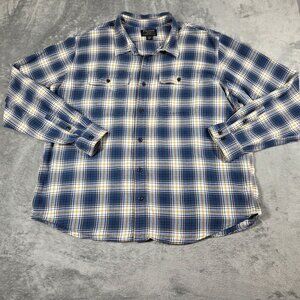 Filson Shirt Mens XXXL Blue Gold Plaid Scout Flannel Button Up 3XL